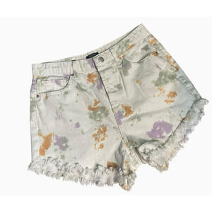 Wild Fable White Tie Dye Raw Hem High Rise Shorts Womens Size 10